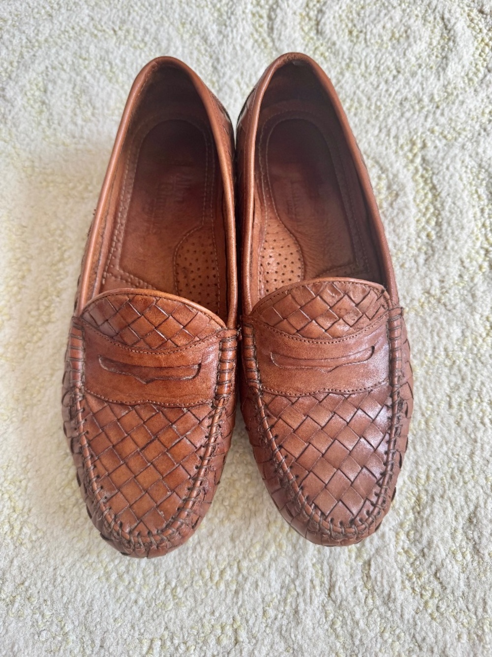 Men's Woven Leather Penny Loafers Sz 7 1/2